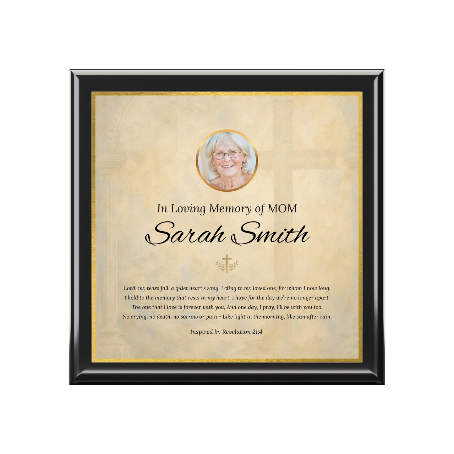 Golden Grace Memorial Keepsake Box | Personalized Christian Gift for Loss of Mother