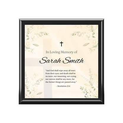 Personalized Memorial Jewelry Box for Loved Ones – In Loving Memory with Revelation 21:4