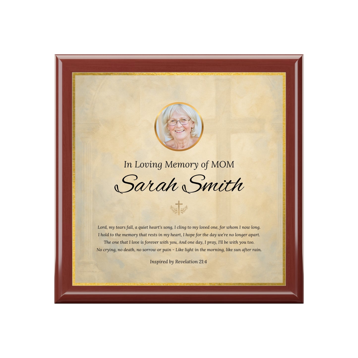 Golden Grace Memorial Keepsake Box | Personalized Christian Gift for Loss of Mother