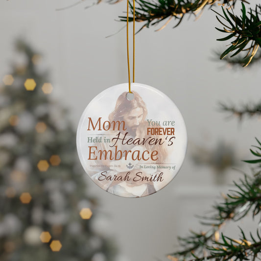 Heaven’s Embrace Memorial Ornament | Personalized Christian Sympathy Gift for Loss of Mother