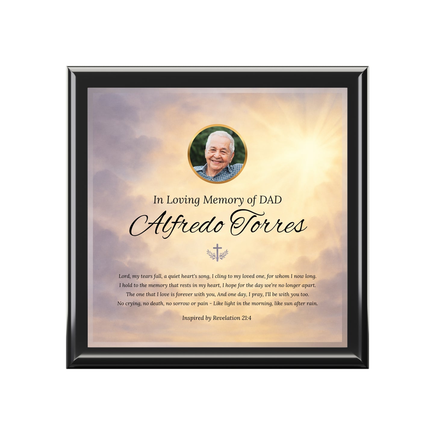 Heaven’s Light Memorial Keepsake Box | Personalized Christian Gift for Loss of Father