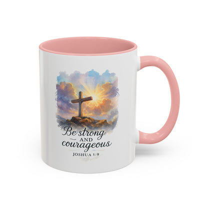 Memorial Accent Coffee Mug - Be Strong and Courageous - Joshua 1:9