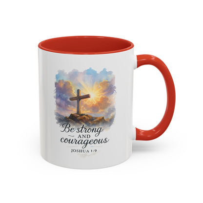 Memorial Accent Coffee Mug - Be Strong and Courageous - Joshua 1:9