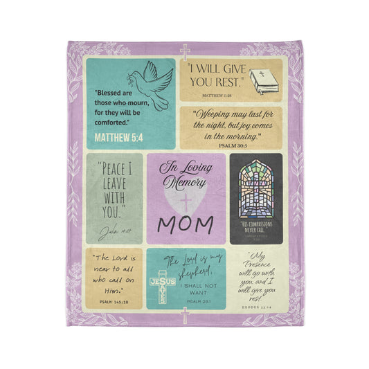 Christian Memorial Blanket - In Loving Memory of Mom Scripture Design