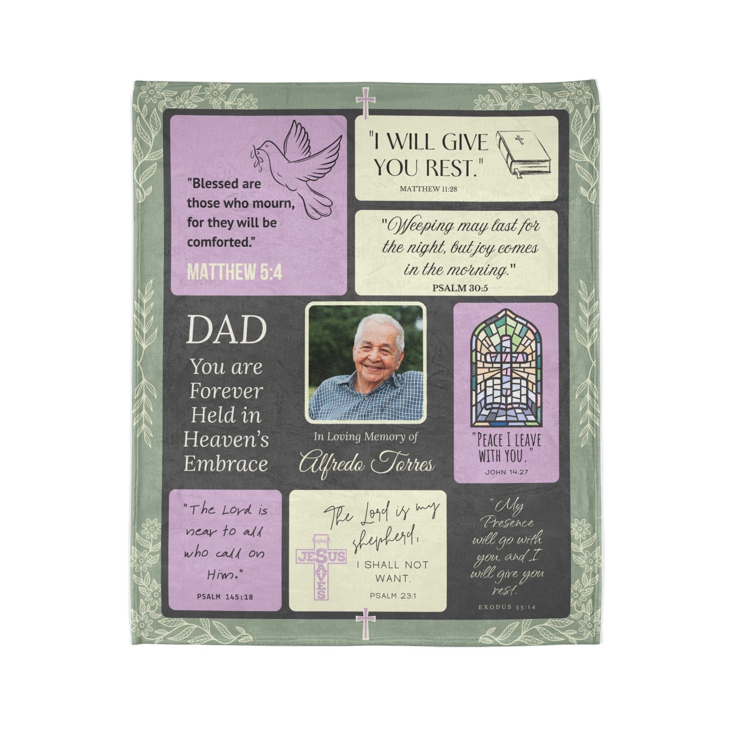 Heaven’s Embrace Memorial Blanket | Personalized Christian Sympathy Gift for Loss of Father