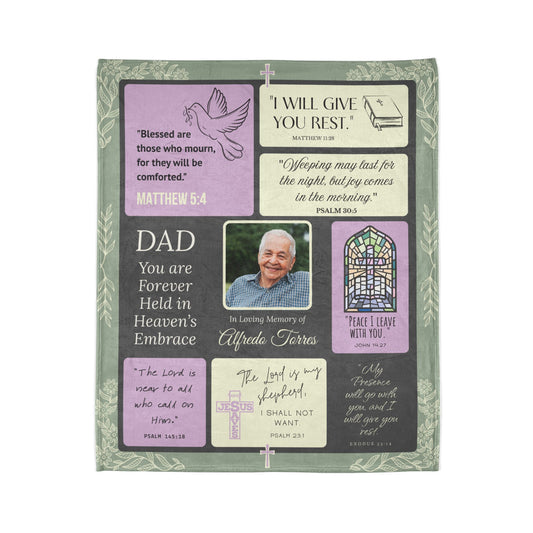 Heaven’s Embrace Memorial Blanket | Personalized Christian Sympathy Gift for Loss of Father