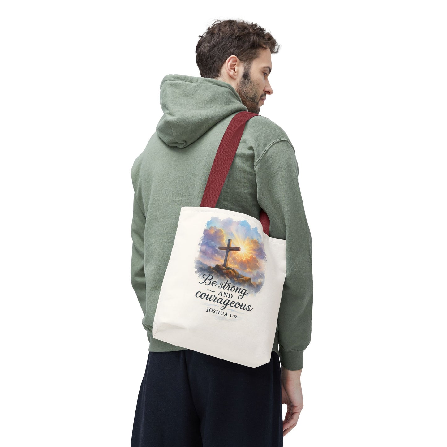 Inspirational Tote Bag - Be Strong and Courageous - Joshua 1:9 Memorial Gift