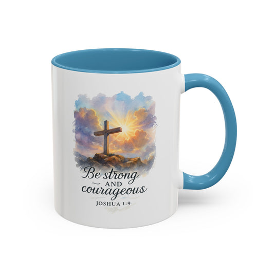 Memorial Accent Coffee Mug - Be Strong and Courageous - Joshua 1:9