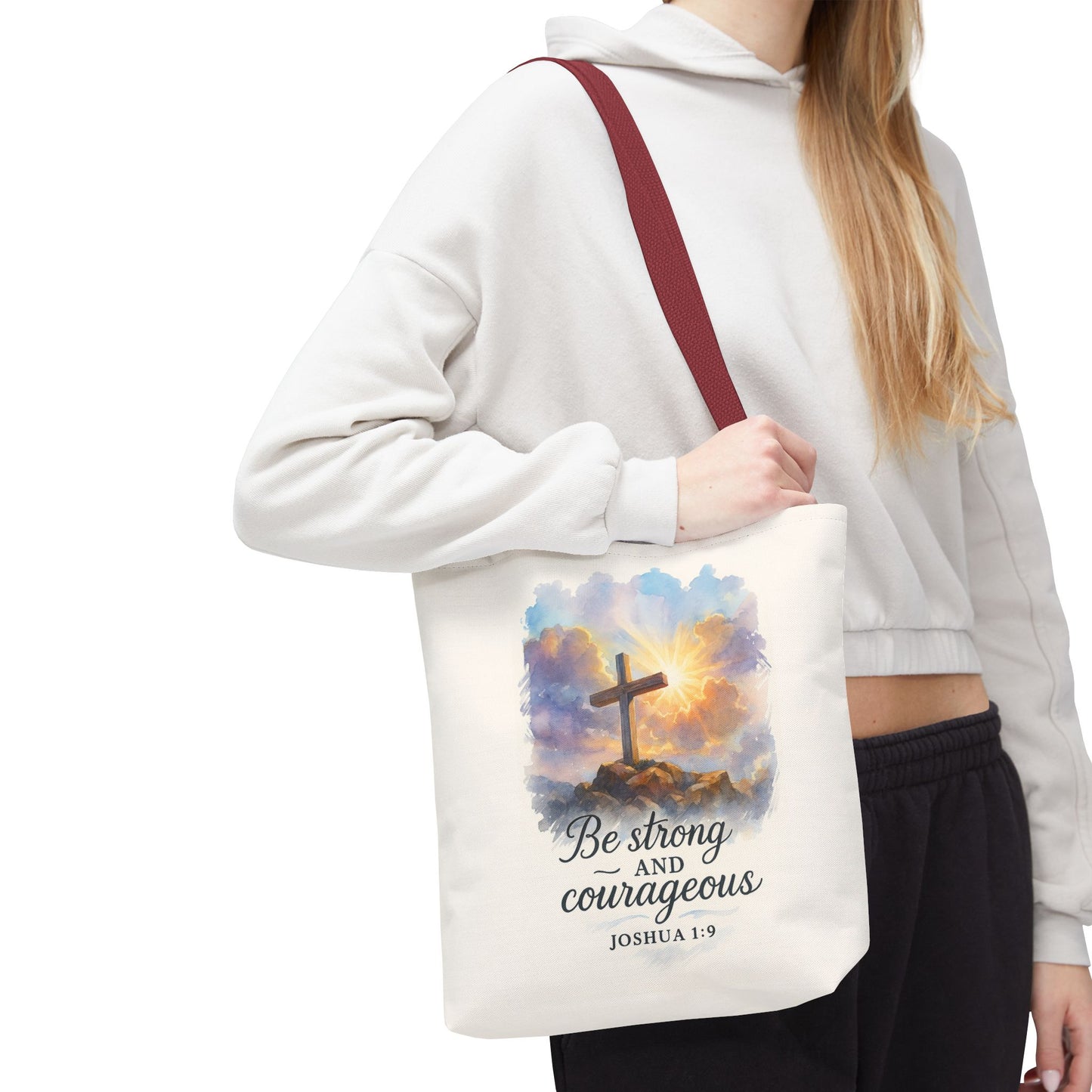 Inspirational Tote Bag - Be Strong and Courageous - Joshua 1:9 Memorial Gift