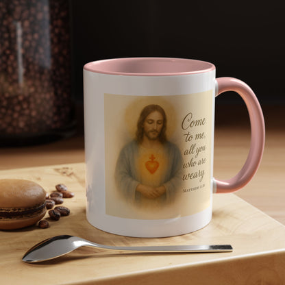 Memorial Accent Coffee Mug - Come to Me, All You Who Are Weary - Matthew 11:28