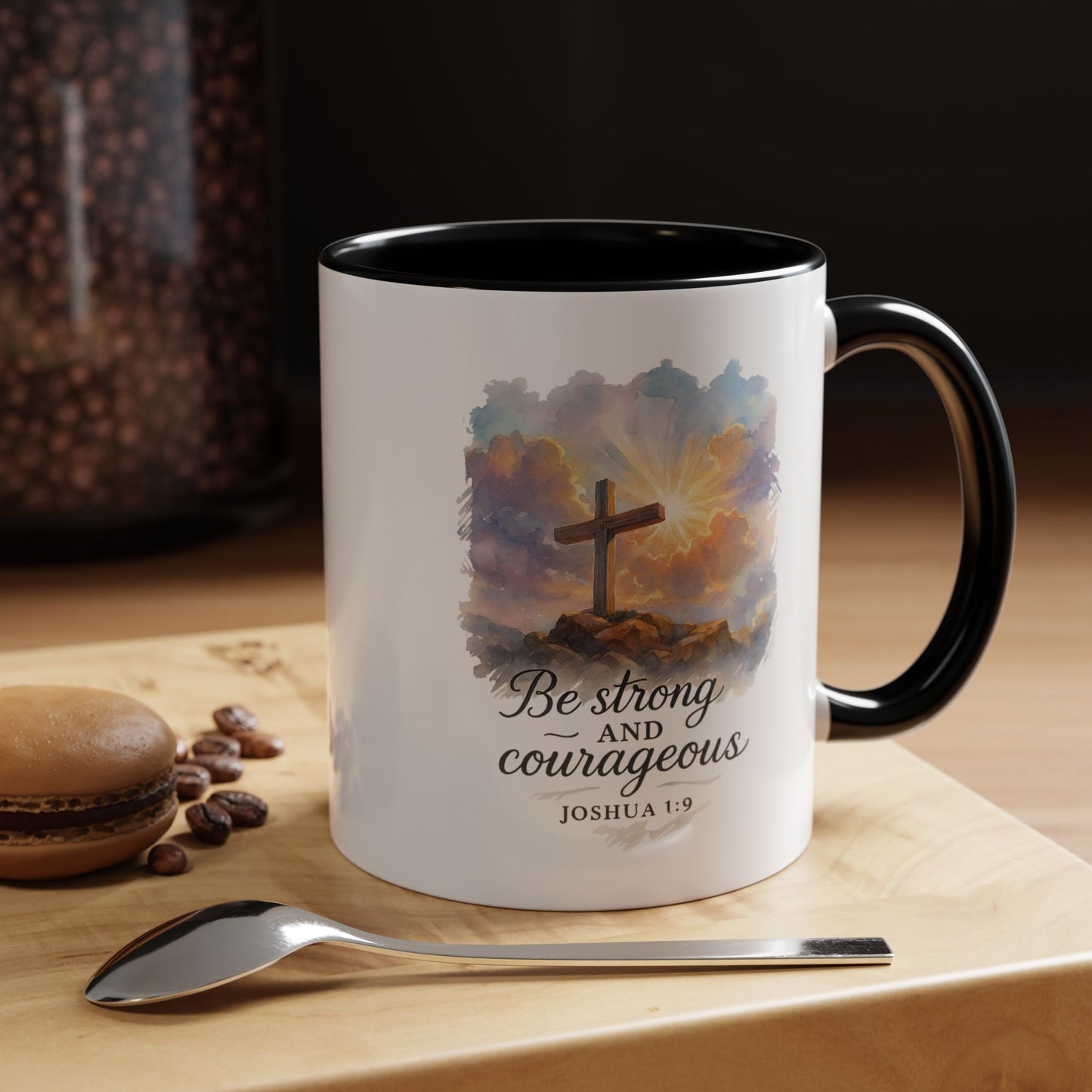 Memorial Accent Coffee Mug - Be Strong and Courageous - Joshua 1:9