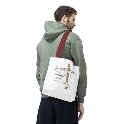 Inspirational Tote Bag - Faith as a Mustard Seed - Matthew 17:20 Memorial Gift