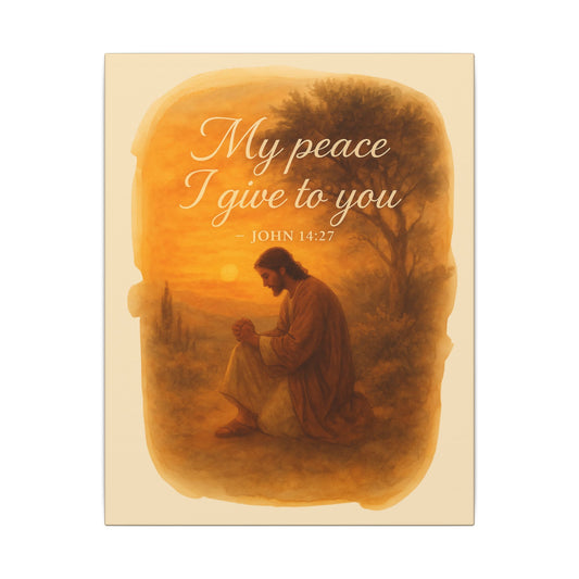 Inspirational Memorial Art Canvas, Bible Verse My Peace I Give to You Keepsake, Eternal Memory Wall Decor