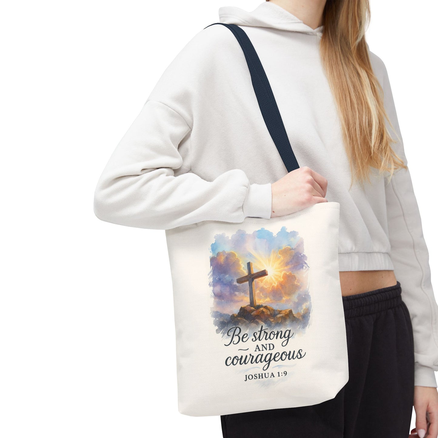Inspirational Tote Bag - Be Strong and Courageous - Joshua 1:9 Memorial Gift