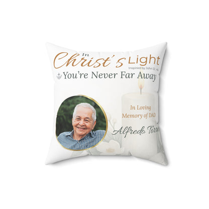 In Loving Memory Pillow – Christ’s Light Design | Personalized Christian Memorial & Sympathy Gift | Loss of Father