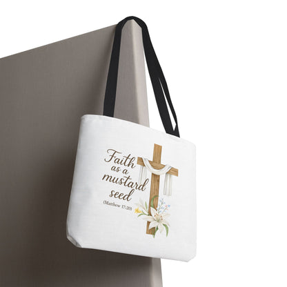 Inspirational Tote Bag - Faith as a Mustard Seed - Matthew 17:20 Memorial Gift