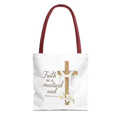 Inspirational Tote Bag - Faith as a Mustard Seed - Matthew 17:20 Memorial Gift