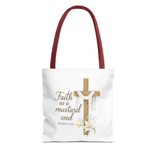 Inspirational Tote Bag - Faith as a Mustard Seed - Matthew 17:20 Memorial Gift