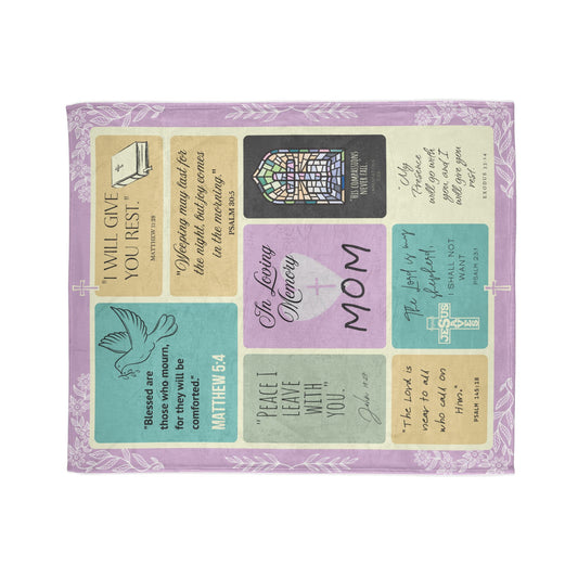 Christian Memorial Blanket - In Loving Memory of Mom Scripture Design
