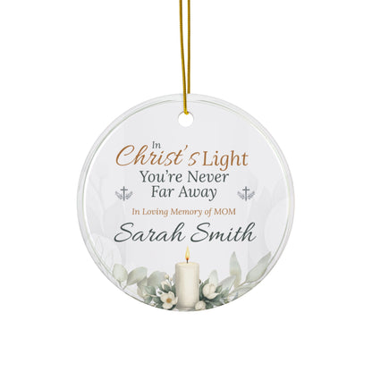 Christ’s Light Memorial Ornament | Personalized Christian Sympathy Gift for Loss of Mother