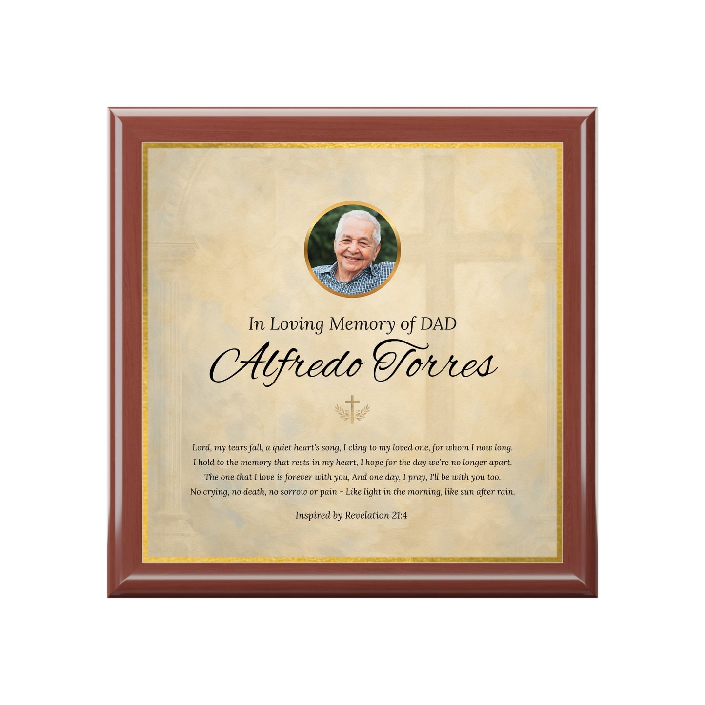 Golden Grace Memorial Keepsake Box | Personalized Christian Gift for Loss of Father