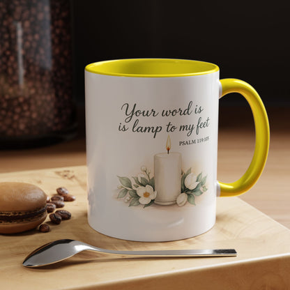 Memorial Accent Coffee Mug - Your Word Is a Lamp to My Feet - Psalm 119:105