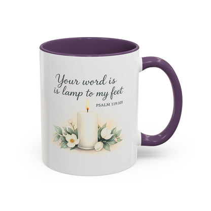 Memorial Accent Coffee Mug - Your Word Is a Lamp to My Feet - Psalm 119:105