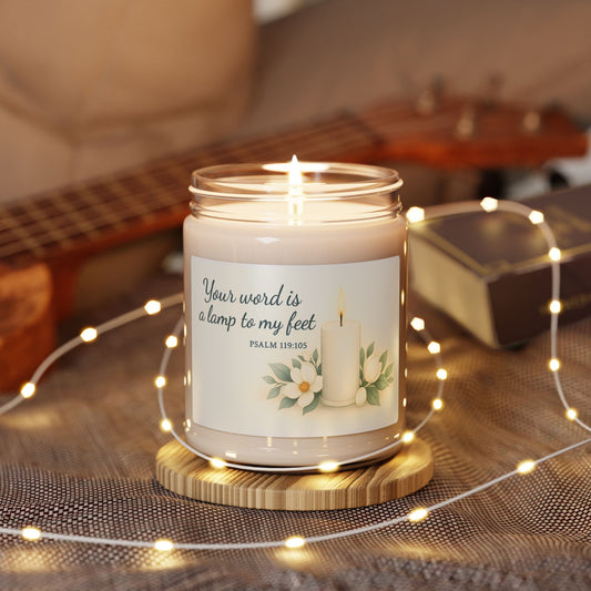 Scented Soy Candle - Your Word is a Lamp - Psalm 119:105 - Serenity Home Decor