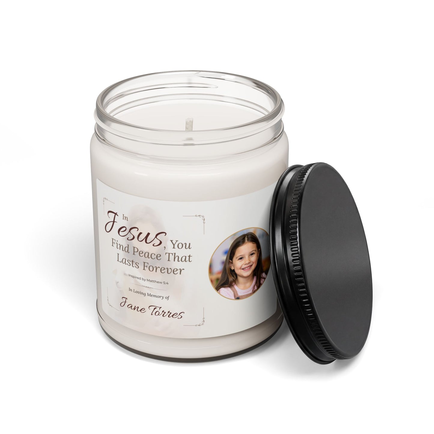 Lasting Peace Memorial Photo Candle | Personalized Christian Sympathy Gift for Loss of Child