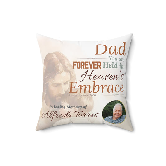 In Loving Memory Pillow – Heaven’s Embrace Design | Personalized Christian Memorial & Sympathy Gift | Loss of Father