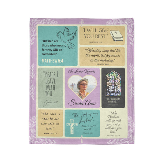 Christian Memorial Blanket - Personalized In Loving Memory of Mom Scripture Design