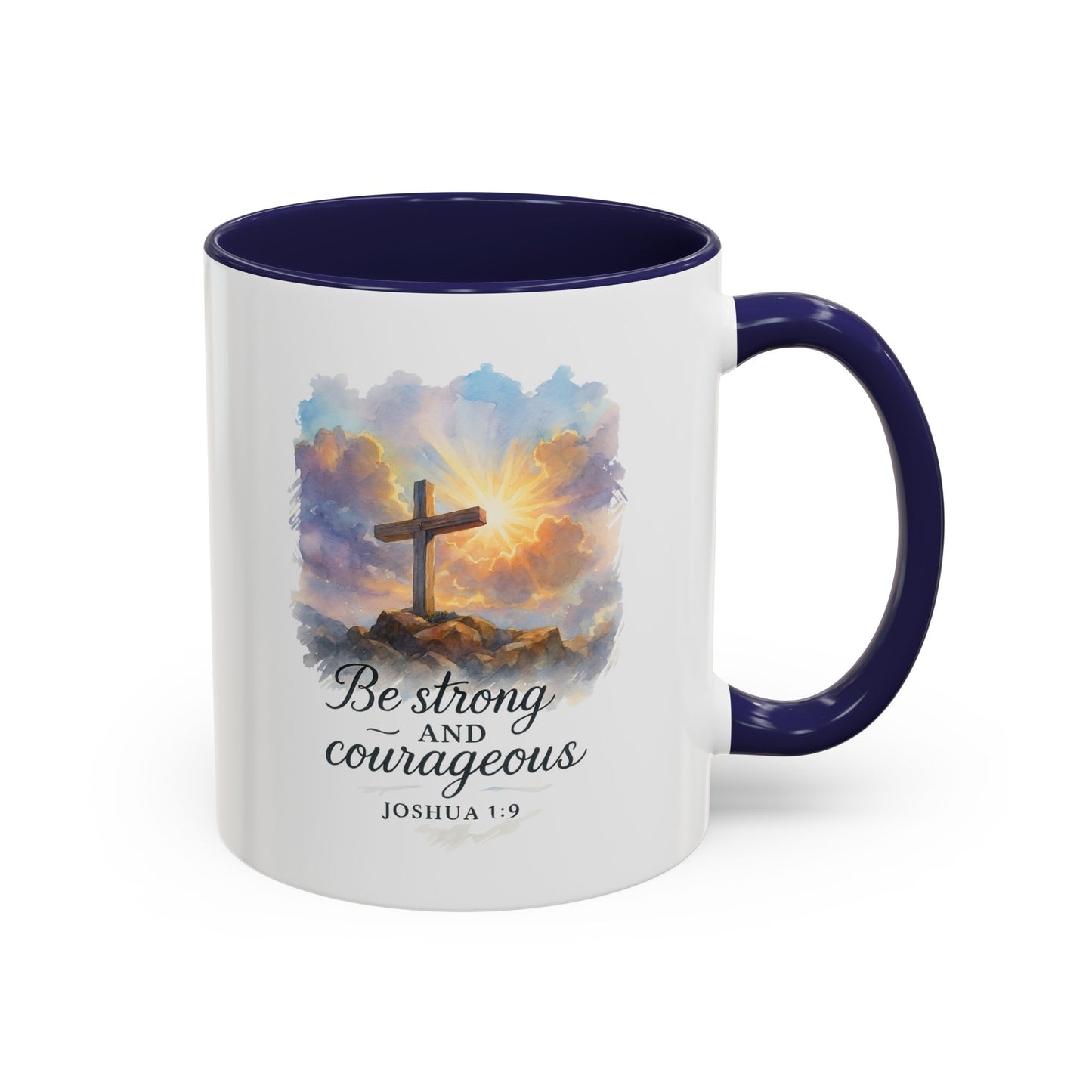 Memorial Accent Coffee Mug - Be Strong and Courageous - Joshua 1:9