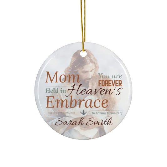 Heaven’s Embrace Memorial Ornament | Personalized Christian Sympathy Gift for Loss of Mother