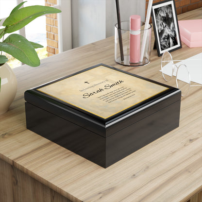 Personalized Memorial Jewelry Box for Loved Ones – Classic In Loving Memory with Revelation 21:4
