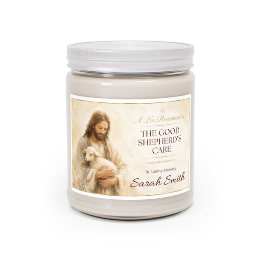 Good Shepherd's Peace Personalized Memorial Candle
