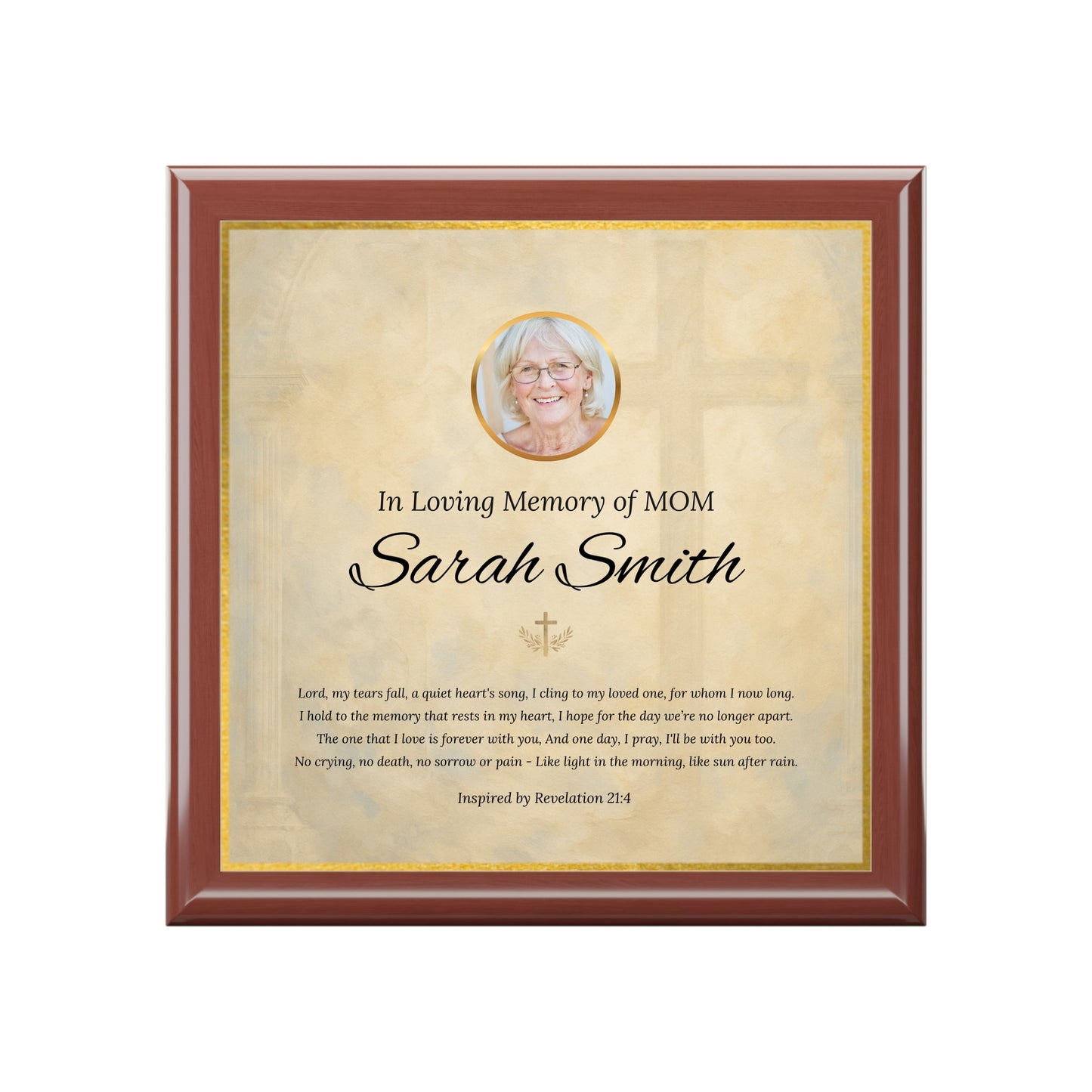 Golden Grace Memorial Keepsake Box | Personalized Christian Gift for Loss of Mother