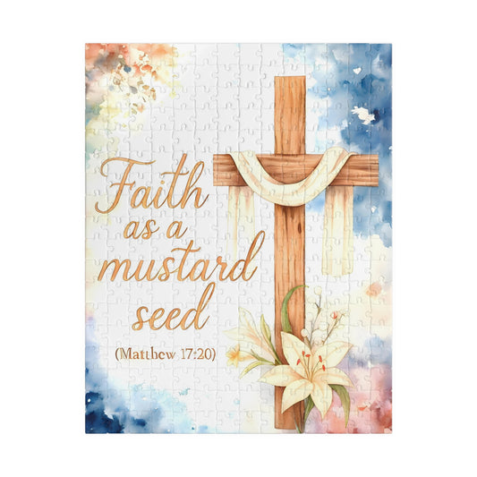 Watercolor Jesus Puzzle - Mustard Seed Faith Bible Verse Memorial Gift