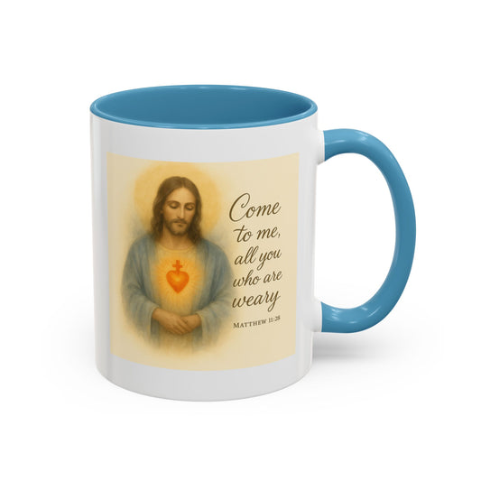 Memorial Accent Coffee Mug - Come to Me, All You Who Are Weary - Matthew 11:28