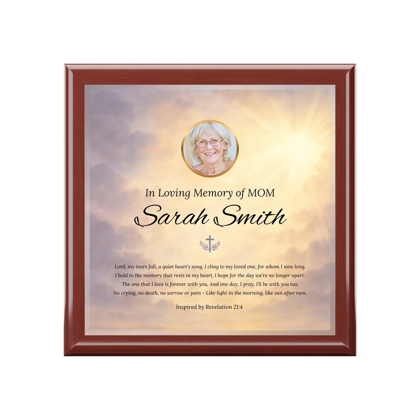 Heaven’s Light Memorial Keepsake Box | Personalized Christian Gift for Loss of Mother