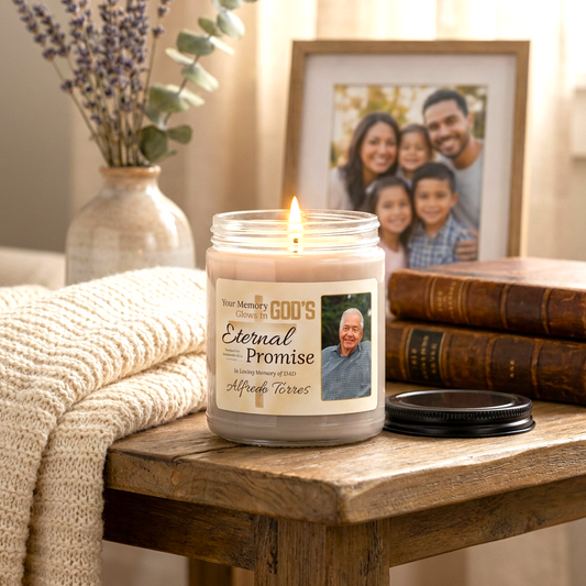 Eternal Promise Memorial Candle | Personalized Christian Sympathy Gift for Loss of Father