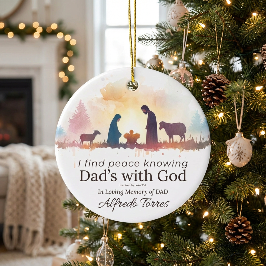 Dad’s with God Memorial Ornament | Personalized Christian Sympathy Gift