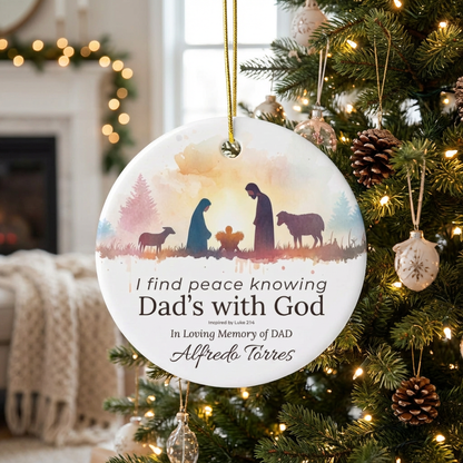 Dad’s with God Memorial Ornament | Personalized Christian Sympathy Gift