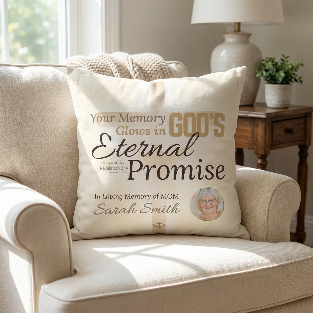In Loving Memory Pillow – Eternal Promise Design | Personalized Christian Memorial & Sympathy Gift