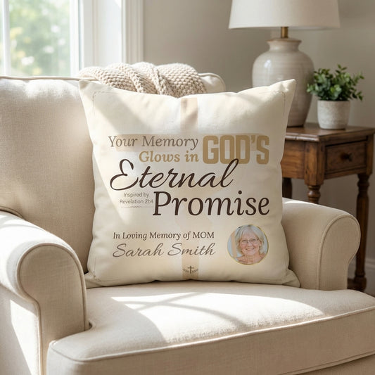 In Loving Memory Pillow – Eternal Promise Design | Personalized Christian Memorial & Sympathy Gift