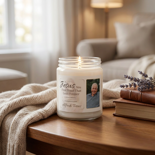 Lasting Peace Memorial Candle | Personalized Christian Sympathy Gift for Loss of Father