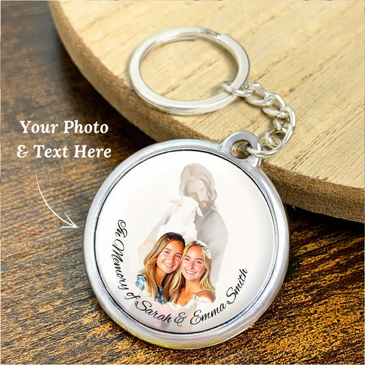 Personalized Jesus Memorial Keychain, Christian Gift, Photo Memory Keychain