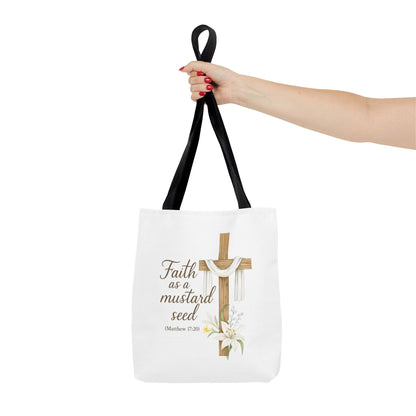 Inspirational Tote Bag - Faith as a Mustard Seed - Matthew 17:20 Memorial Gift