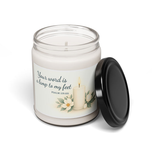 Scented Soy Candle - Your Word is a Lamp - Psalm 119:105 - Serenity Home Decor