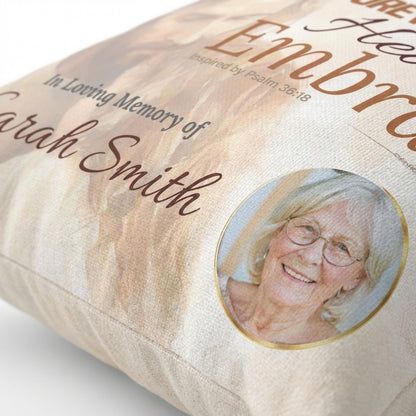 In Loving Memory Pillow – Heaven’s Embrace Design | Personalized Christian Memorial & Sympathy Gift