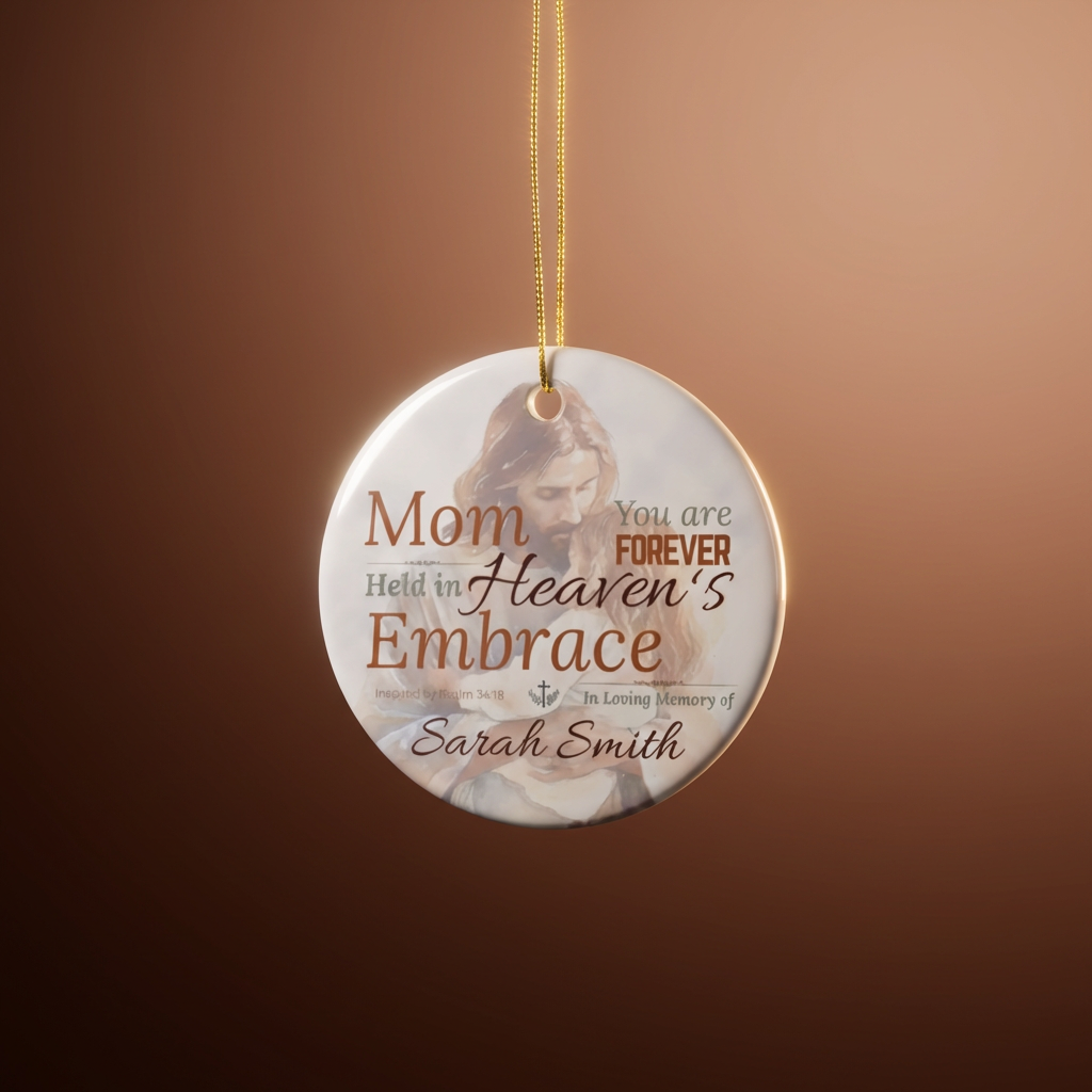 Heaven’s Embrace Memorial Ornament | Personalized Christian Sympathy Gift for Loss of Mother